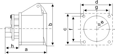 工業(yè)暗裝插座-313-4產品尺寸圖 工業(yè)暗裝插座-313-4產品尺寸圖
